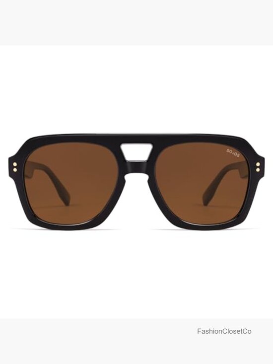 Retro Thick Polarized Aviator Sunglasses, Large Square Pilot Shades